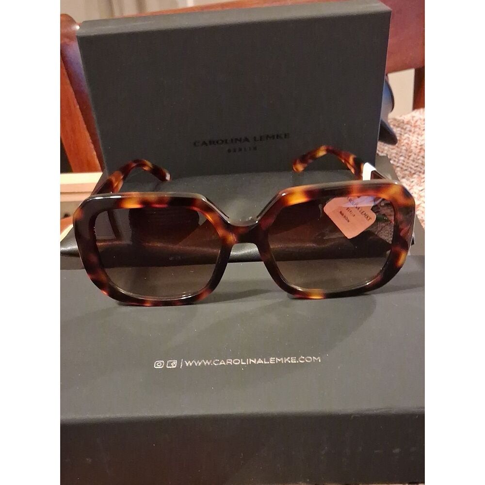 Carolina Lemke Square Greta Demi Tortoise Brown Gradient Sunglasses CL9024-03 Ne